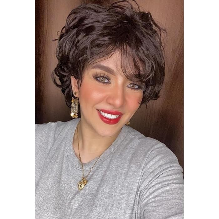 DILLARDS Short Pixie Cut Wig, Wavy Black Synthetic Hair, Layered Style with Side Bangs, Natural Looking Volume for Daily Wear - Image 1